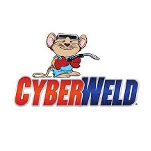 CyberWeld Logo featuring the brand and the animated rat mascot wearing a welding helmet and a welding torch.