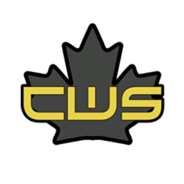 Canada Welding Supply Logo featuring the acronym CWS in yellow font with the Canada Maple leaf icon on the center.