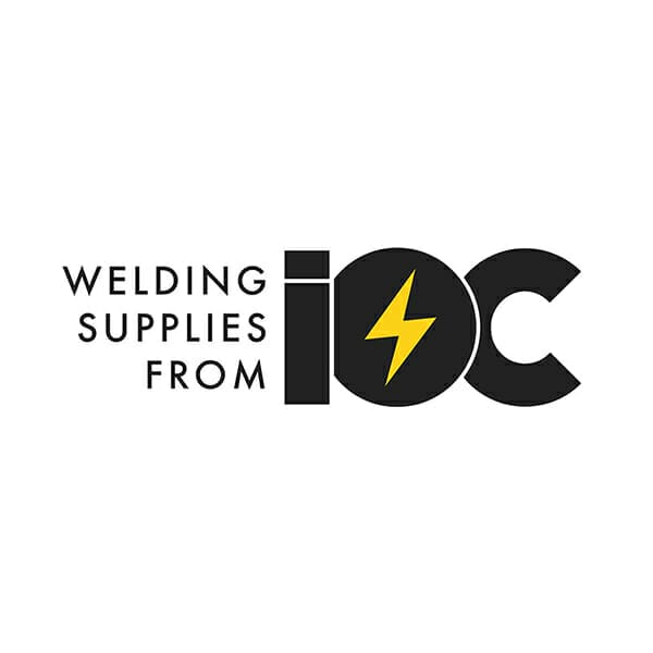 Logo of Welding Supplies From IOC (Indiana Oxygen Company) in black and white with yellow lightning icon.