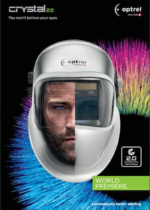 Optrel Crystal 2.0 Product Brochure Cover featuring the optrel crystal 2.0 helmet and tagline "you won't believe your eyes".