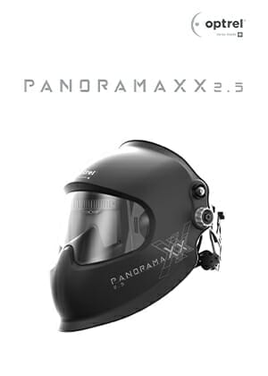 Panoramaxx 2.5 Product Manual Cover featuring Panoramaxx 2.5 welding helmet on the center and the Panoramaxx 2.5 logo at the top.