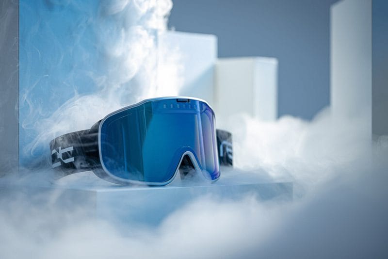Optrel React Sight 2.0 Ski Goggles with blue lens and black belt strap. - image for React Products.